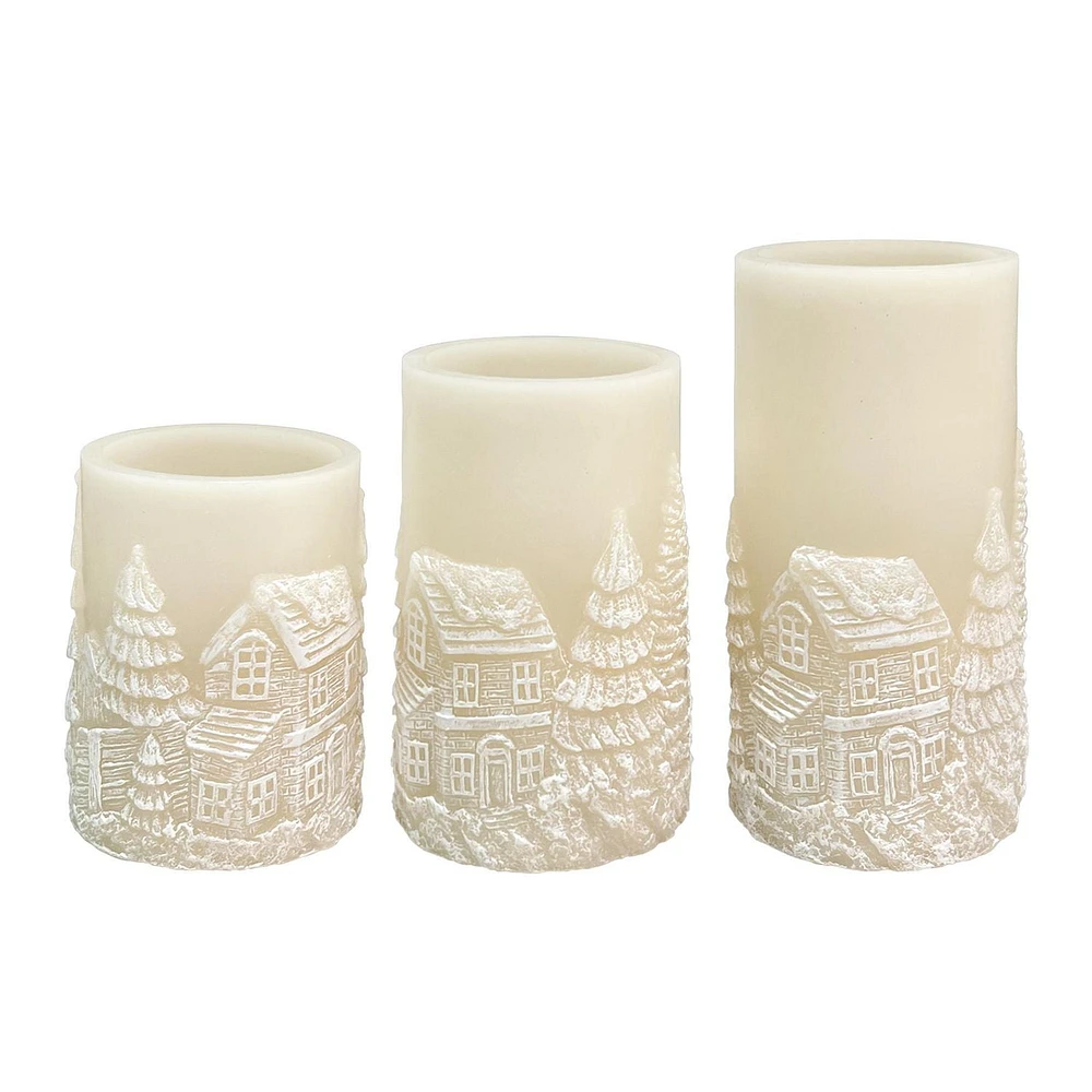 Hometrends Snow House Scene LED candle set