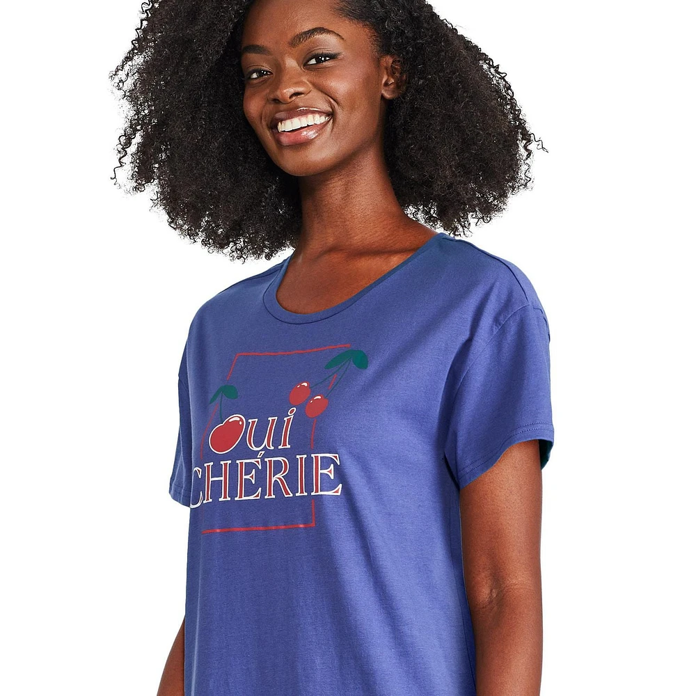 Chemise de nuit à encolure ras du cou George pour femmes