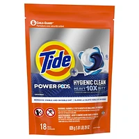 Tide Hygienic Clean Heavy 10x Duty Power PODS Laundry Detergent Pacs, Original Scent, For Visible and Invisible Dirt, 18CT