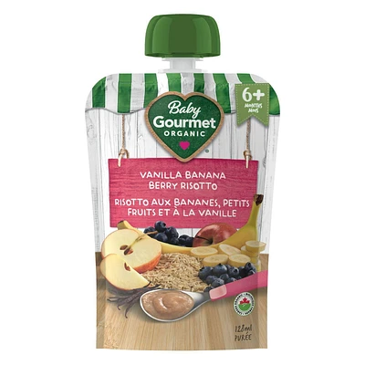 Baby Gourmet Organic Puree Vanilla Banana Berry Risotto, Puree - 128 mL