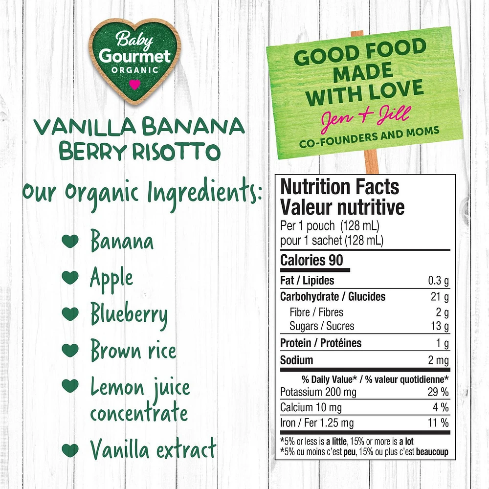 Baby Gourmet Organic Puree Vanilla Banana Berry Risotto, Puree - 128 mL