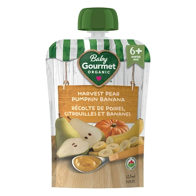 Baby Gourmet Organic Puree Harvest Pear Pumpkin Banana, Puree - 128 mL