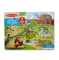 Melissa & Doug Wooden 7-Piece At the Zoo Sound Puzzle