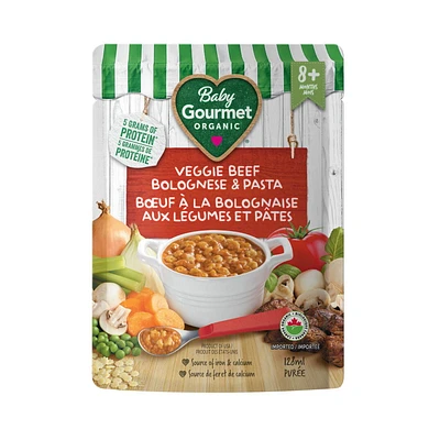 Baby Gourmet Organic Meal Veggie Beef Bolognese & Pasta, Puree - 128 mL