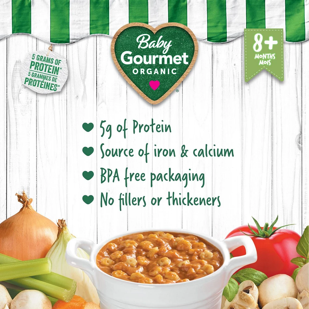 Baby Gourmet Organic Meal Veggie Beef Bolognese & Pasta, Puree - 128 mL