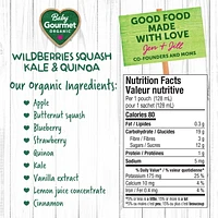 Baby Gourmet Organic Puree Wildberries Squash Kale & Quinoa, Puree - 128 mL