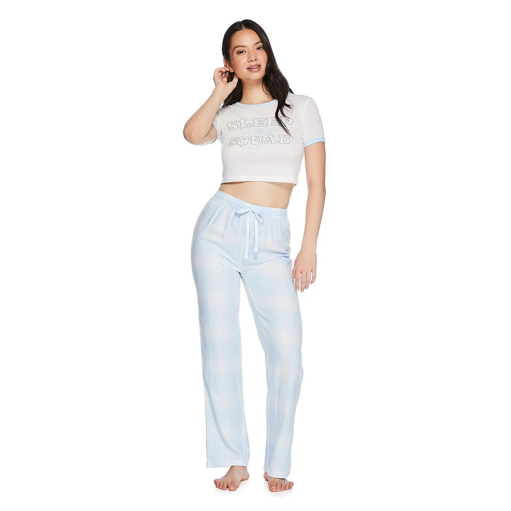 Ensemble 2 pièces avec t-shirt et pantalon en flanelle No Boundaries pour femmes