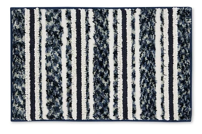 Home Trends Heathered Blue Stripe Bath Rug, 20" x 32", Soft, 20x32, non-slip backing