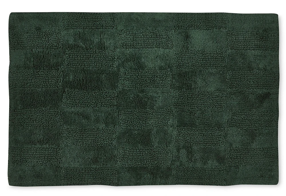 Home Trends Cotton Tufted Green Check Bath Rug, 20" x 32", 100% cotton, reversible, 20x32 in bath rug