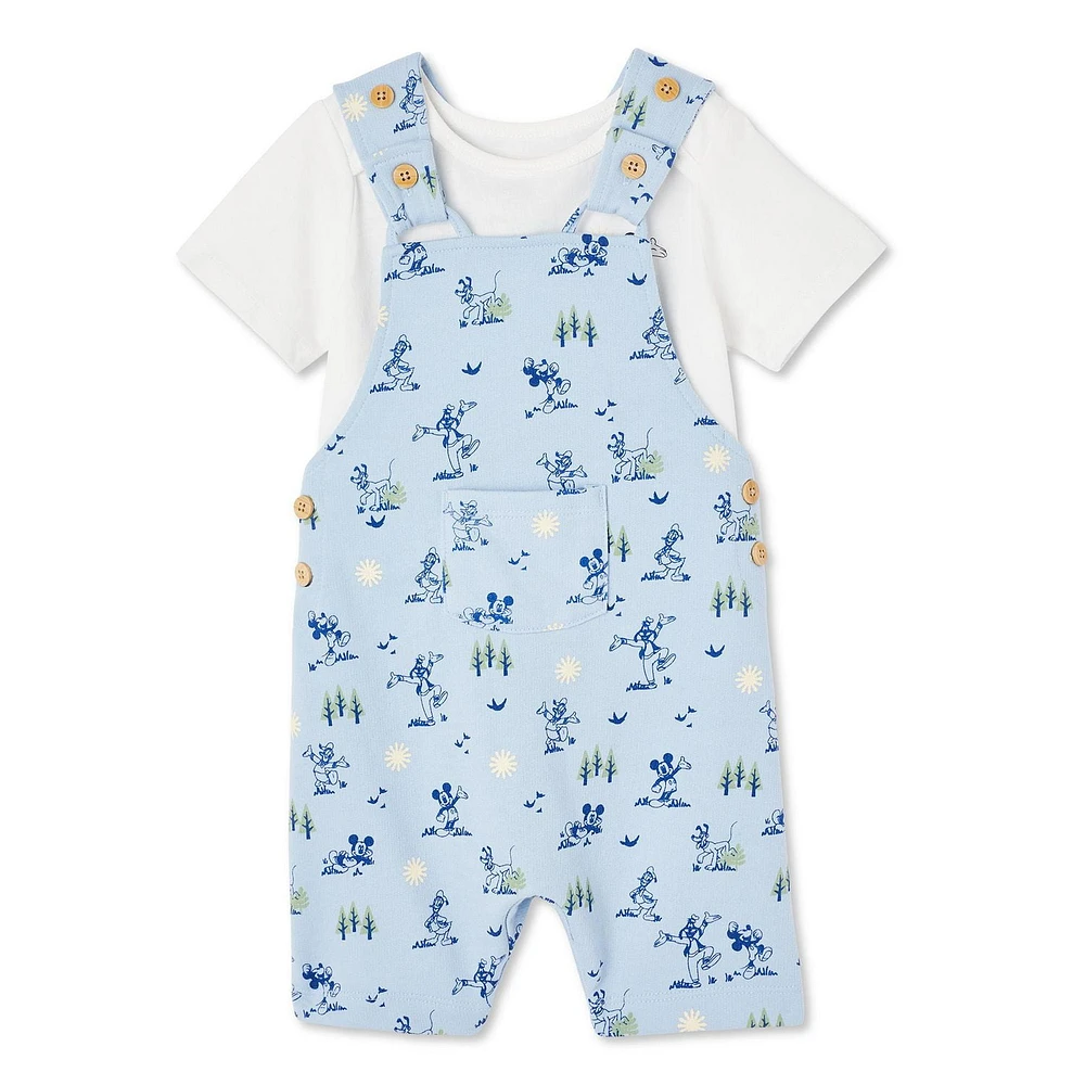 Ensemble 2 pièces avec salopette Mickey Mouse Disney collection non genrée pour nourrissons Tailles 0-24 mois