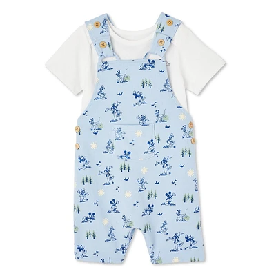 Ensemble 2 pièces avec salopette Mickey Mouse Disney collection non genrée pour nourrissons Tailles 0-24 mois