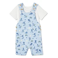 Ensemble 2 pièces avec salopette Mickey Mouse Disney collection non genrée pour nourrissons Tailles 0-24 mois