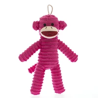 Only The Best For My Dog ®​ 9-inch Stuffed Plush Squeaky Sock Monkey Dog Toy, Pink Monkey