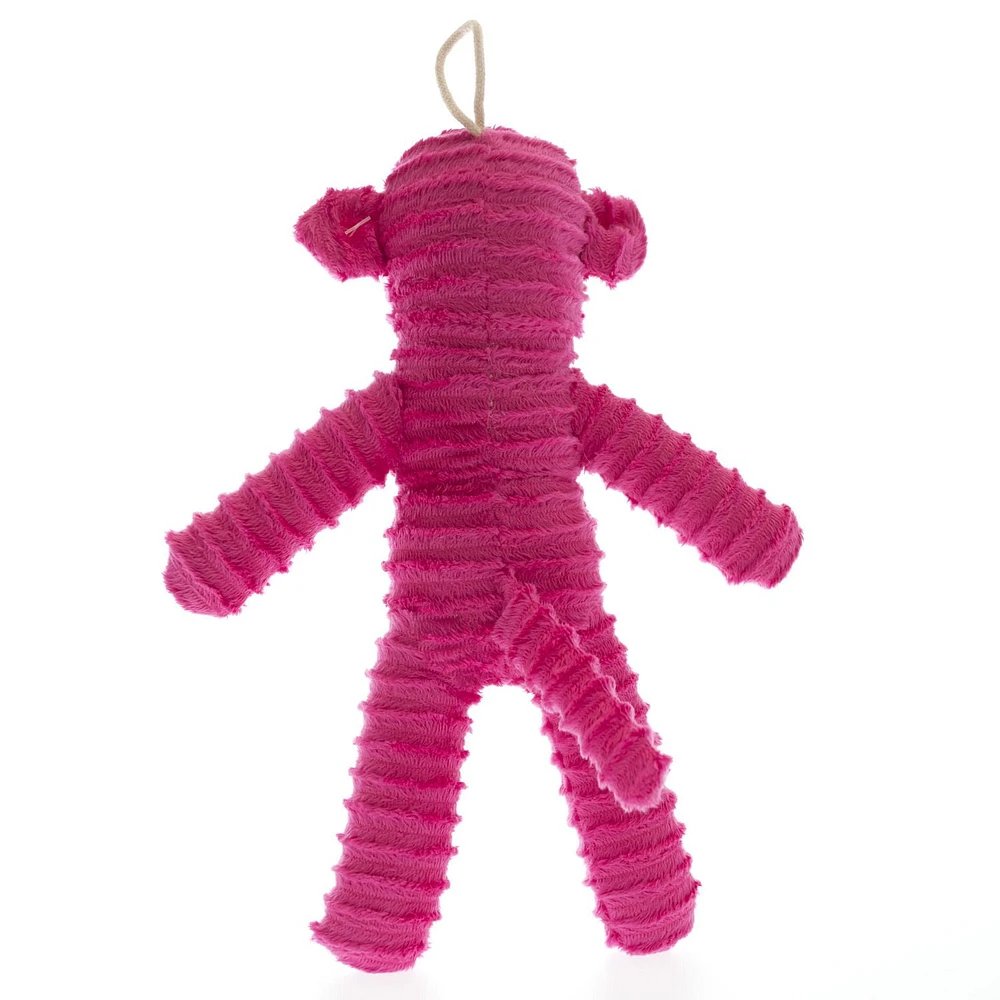 Only The Best For My Dog ®​ 9-inch Stuffed Plush Squeaky Sock Monkey Dog Toy, Pink Monkey