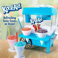 Nostalgia Kool-Aid Snow Cone Shaved Ice Machine - Retro Table-Top Slushie Machine Makes 20 Icy Treats - Includes 2 Reusable Plastic Cups & Ice Scoop - Blue