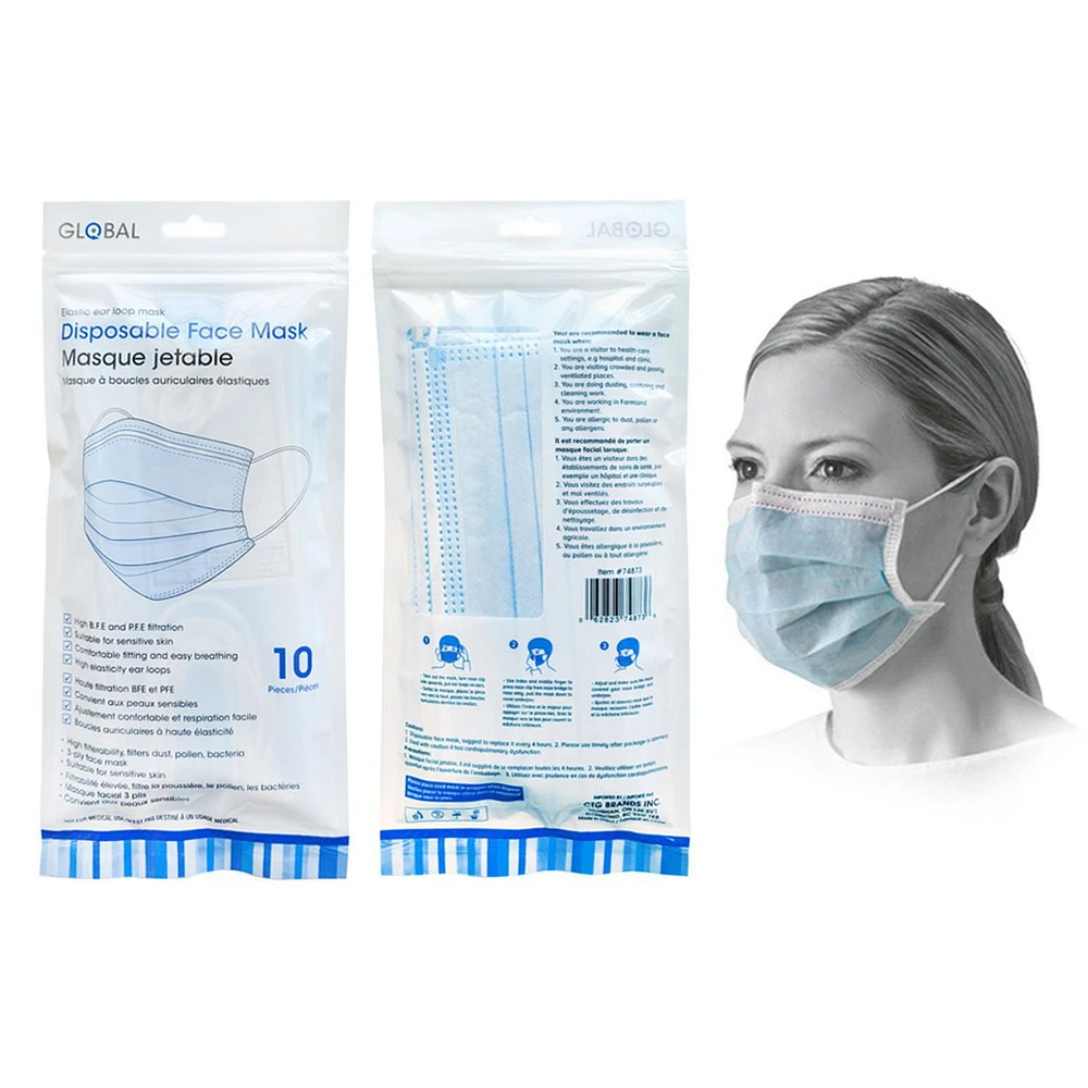 10-Piece -Ply Disposable Face Masks