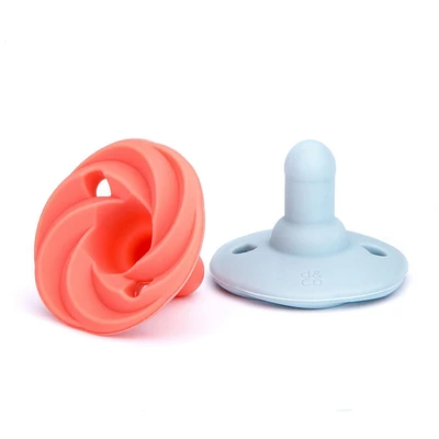 Doddle & Co - Baby, Infant - Holland Pop Silicone Pacifier - Stage 2 - Natural Shape - 2 Pack