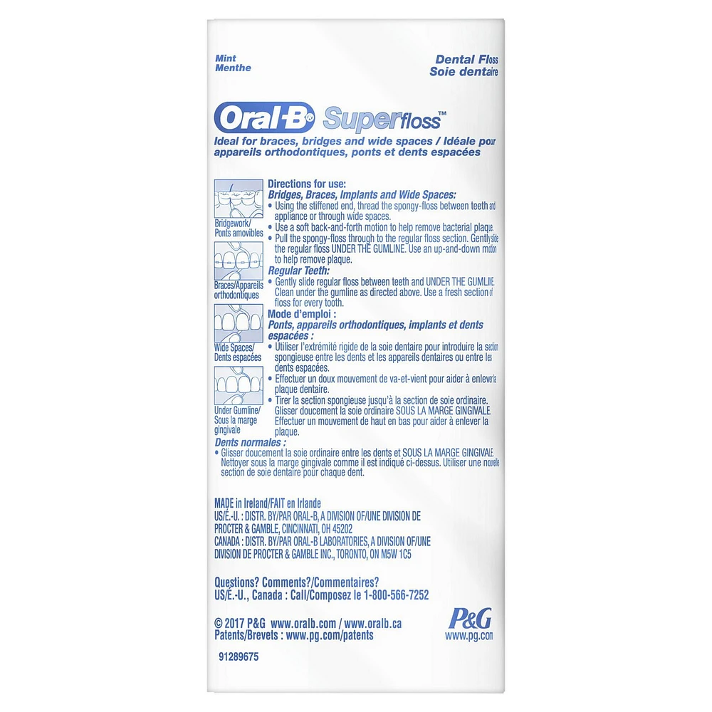 Oral-B Super Floss Pre-Cut Strands Dental Floss, Mint, 50 Count, Pack of 2