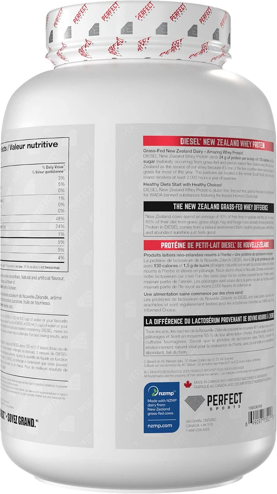 DIESEL New Zealand Whey Protein Powder, Grass-Fed, Gluten Free, Chocolate Peanut Butter, 2lbs (908g), DIESEL New Zealand Whey Protein Powder