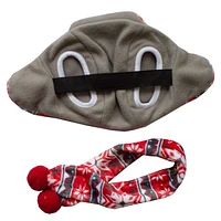 Vibrant Life Pet Trapper Hat and Scarf Set for Dogs and Cats: Red and Grey Snowflake Print, Fleece Knit, Choose from 2 Sizes