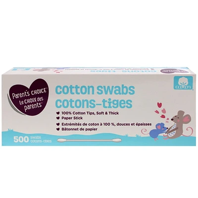 Parent’s Choice Cotton Swabs, 500 pack