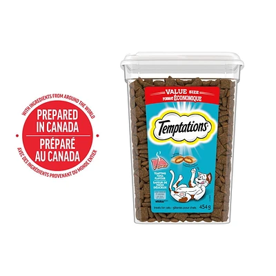 Gâteries pour chats Temptations saveur de thon délicieux, tendres à l'intérieur, croquantes à l'extérieur 454 g
