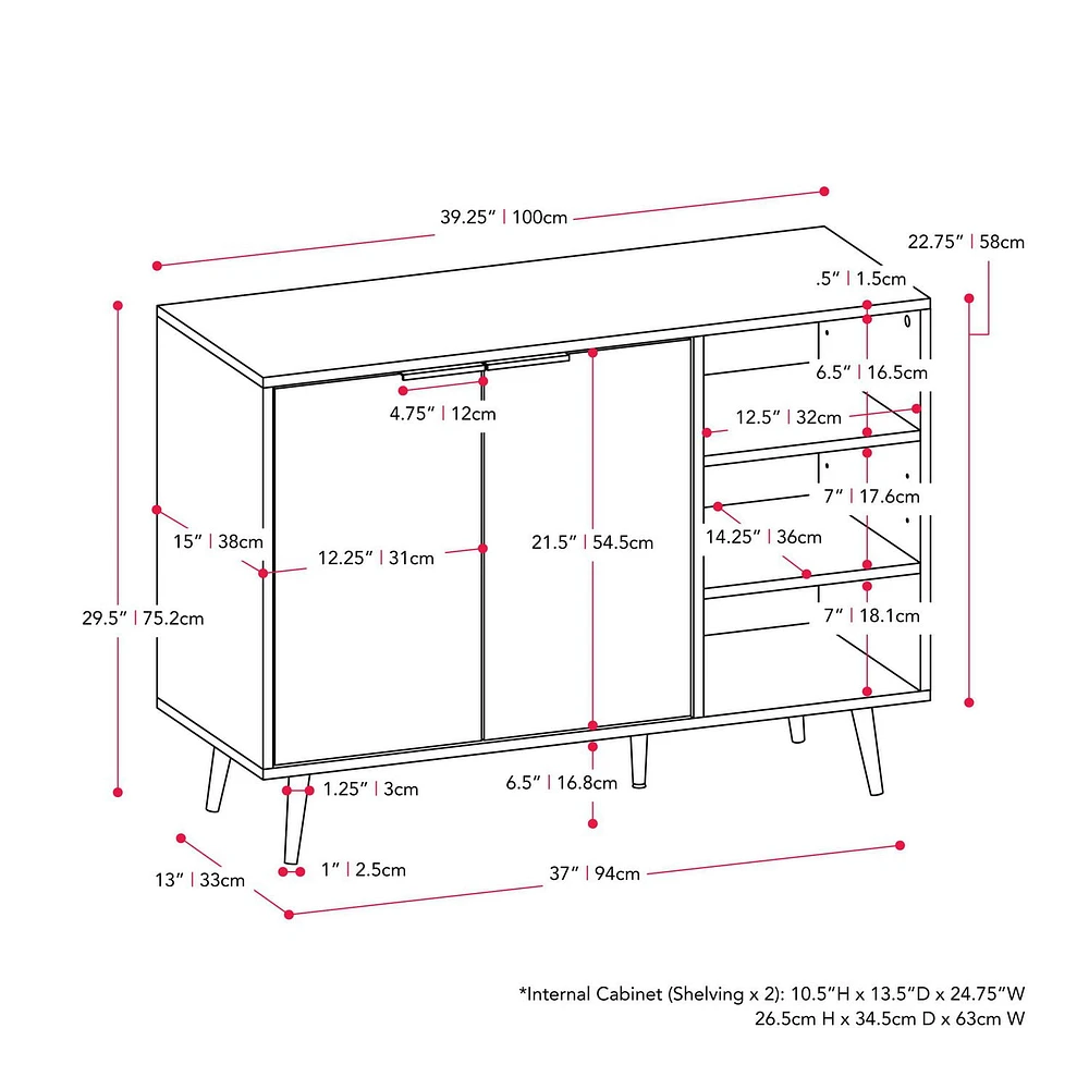 Himari 39"L x 30"H Multifunctional Sideboard Buffet