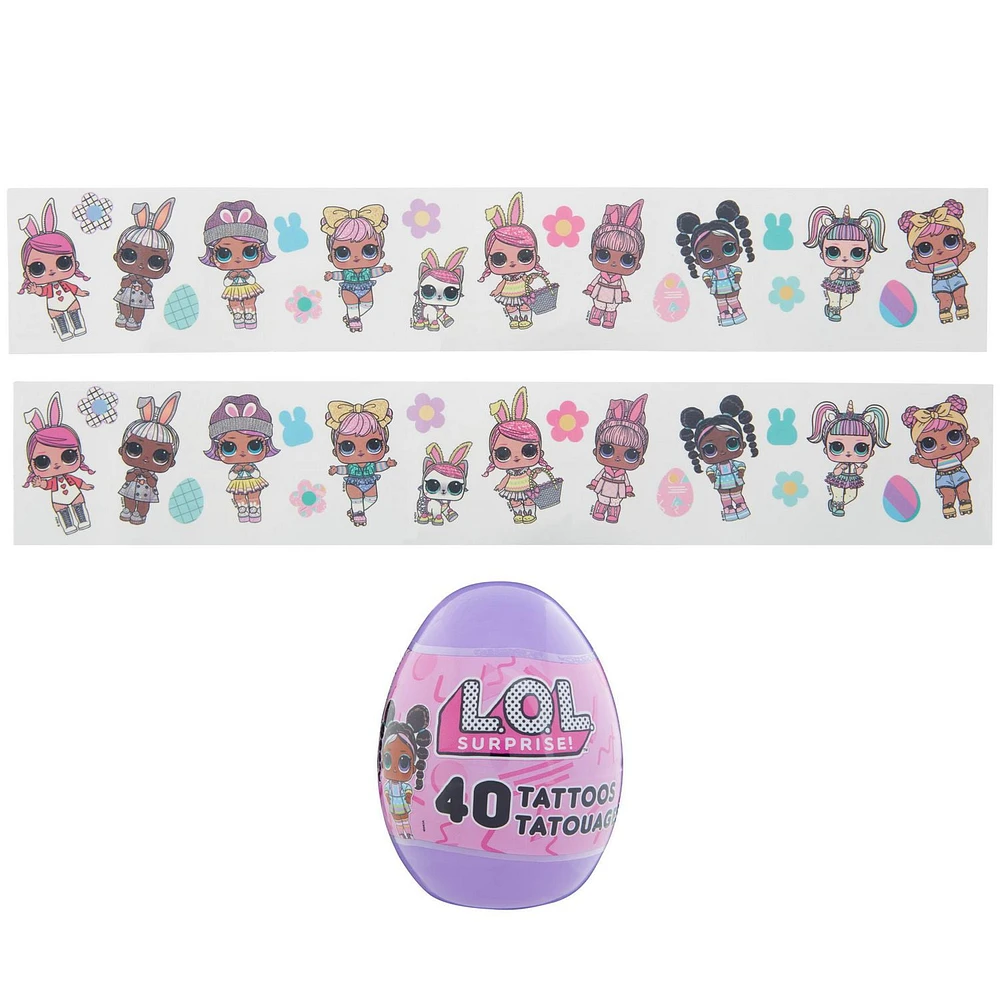 LOL Surprise Jumbo Plastic Egg, 40 Tattoos, Temporary, Easter, Pink