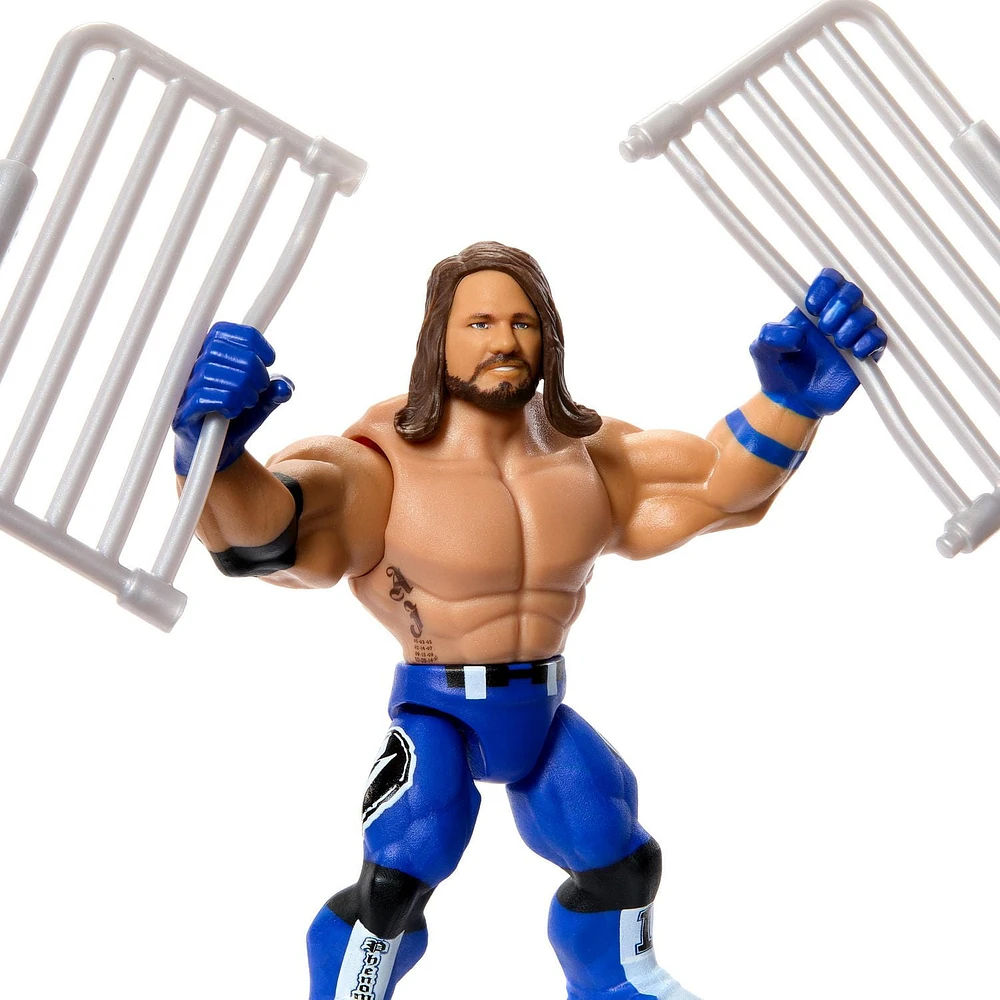 WWE Knuckle Crunchers AJ Styles Action Figure & Accessories, Bone-Crunching Movement, 3.25-inch