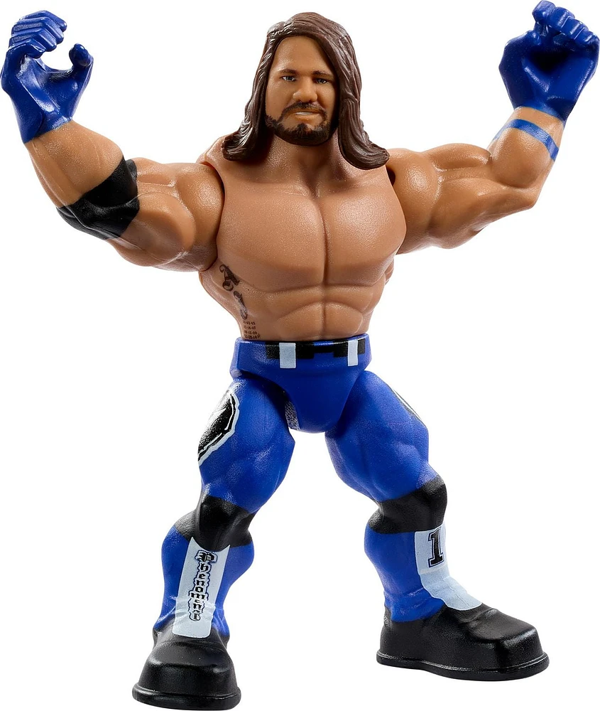 WWE Knuckle Crunchers AJ Styles Action Figure & Accessories, Bone-Crunching Movement, 3.25-inch