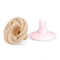 Doddle & Co - Bébé, nourrisson - Sucette en silicone Holland Pop - Étape 1 - Forme naturelle - Paquet de 2 - Gâteau fard à joues / Smash