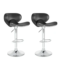 Marcus Curved Form Fitting Upholstered  Adjustable Barstools - Set of 2