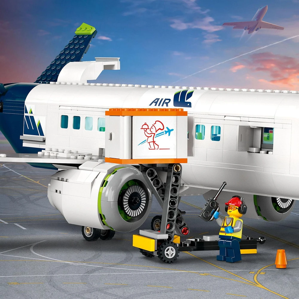 LEGO City Passenger Airplane 60367 Building Toy Set; Fun Airplane STEM Toy for Kids with a Large Airplane, Passenger Bus, Luggage truck, Container Loader, and 9 Minifigures