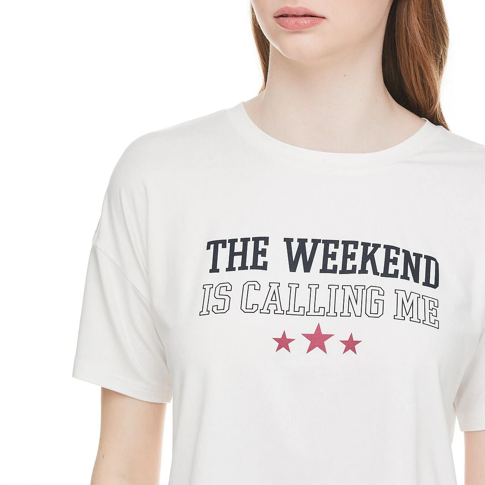 No Boundaries Women's Tee and Jogger 2-Piece Set