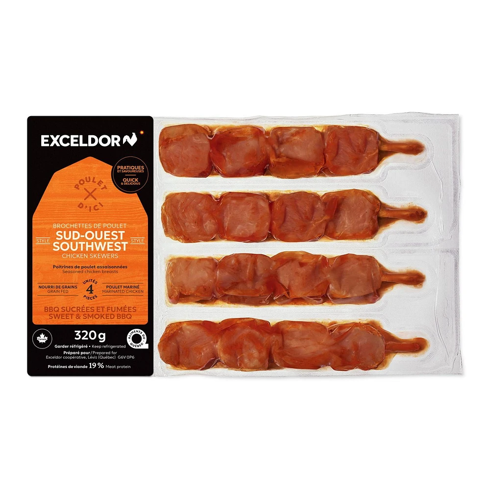 Exceldor Southwest Chicken Skewers, 4 skewers