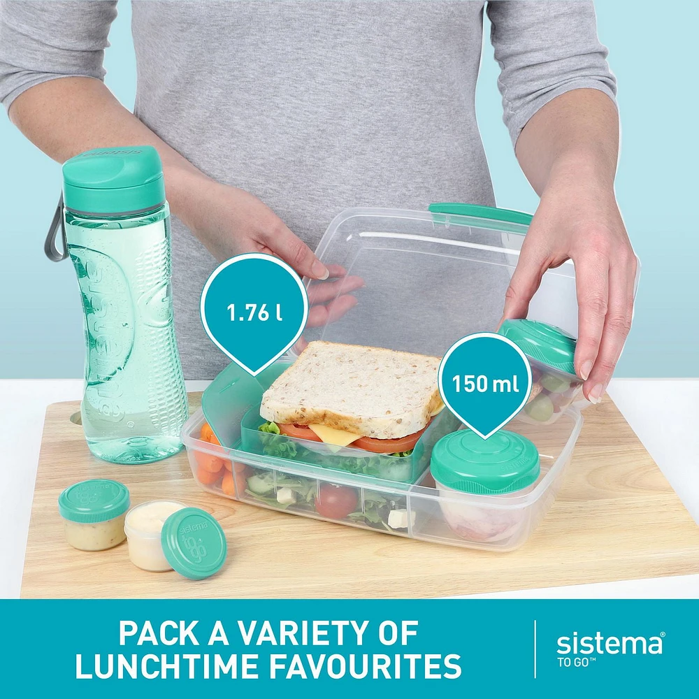 Sistema To Go Bento Lunch Box Food Storage Container, 1.76L, Colours may vary.