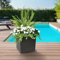 Tierra Verde 14" x 14" Citadel Square Planter In Slate, Made from recycled materials