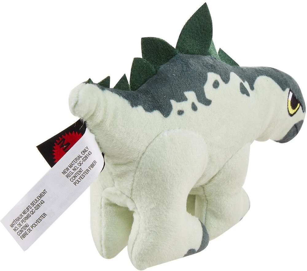 Jurassic World: Dominion Mini Plush 5 in Soft Dinosaur Toy Stegosaurus with Sound, Ages 3 Years & Up