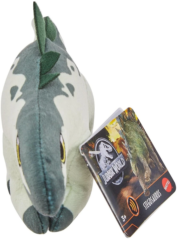 Jurassic World: Dominion Mini Plush 5 in Soft Dinosaur Toy Stegosaurus with Sound, Ages 3 Years & Up