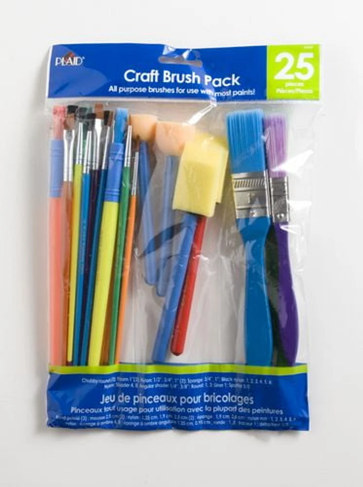 25 Piece Craft Pack Brush Set, 25 versatile paint brushes