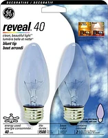 GE Reveal 40W Medium Base 2pk