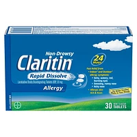 Claritin Rapid Dissolve Allergy Medicine - 24 Hour Non-Drowsy Allergy Medication, Loratadine Antihistamine Pills For Allergy Relief, 30 Tablets