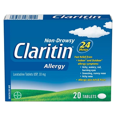 Claritin Allergy Medicine - 24 Hour Non-Drowsy Allergy Medication, Loratadine Antihistamine Pills For Allergy Relief, 20 Tablets