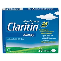 Claritin Allergy Medicine - 24 Hour Non-Drowsy Allergy Medication, Loratadine Antihistamine Pills For Allergy Relief, 20 Tablets