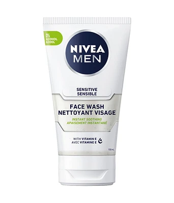 NIVEA MEN Sensitive Skin Face Wash, Mild Soap Free Cleanser with No Drying Alcohol, Men's Face Wash Enriched with Chamomile and Vitamin E for Sensitive Skin, 150 mL