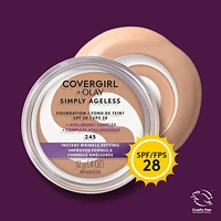 COVERGIRL Fond de teint Simply Ageless Instant Wrinkle Defying avec complexe hyaluronique, vitamine C et niacinamide - SPF 28, 100% Sans Cruauté Fonds de teint avec Complexe Hyaluronique