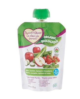 Parent's Choice Organic Apple, Spinach, Zucchini & Strawberry Baby Food Purée, 128 mL