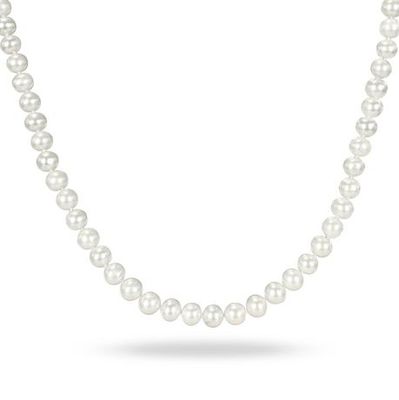 Miabella 6.5-7Mm White Round Freshwater Cultured Pearl Brass Strand Necklace White
