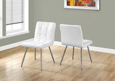 Monarch Specialties Inc Monarch Specialties Leather-Chrome 32" Dining Chair - White, Set Of 2 White