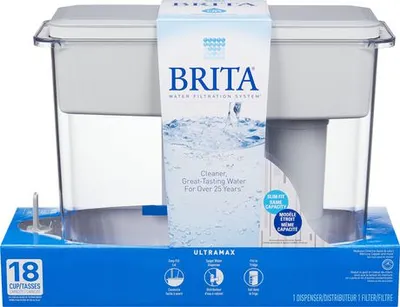 Brita Extra Large 18 Cup Filtered Water Dispenser With 1 Standard Filter, Bpa Free, Ultramax, Gray Grey X-Large